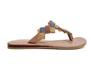 Paras – Mid Brown Multi Beaded Leather Sandal