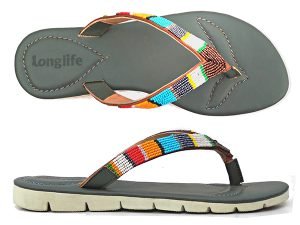 Orthy – Grey Leather Multi Beaded Leather Sandal